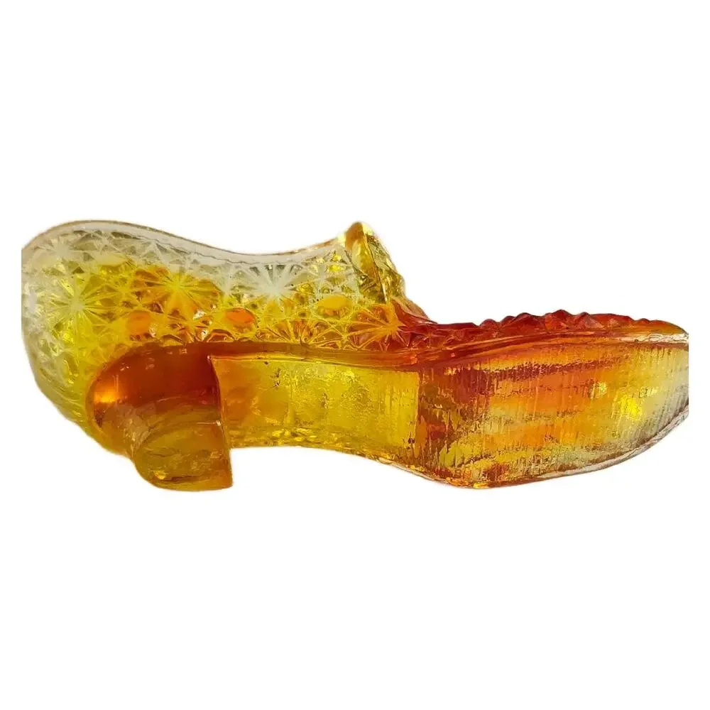 Vintage Amberina Glass Shoe Daisy and Button with Bow